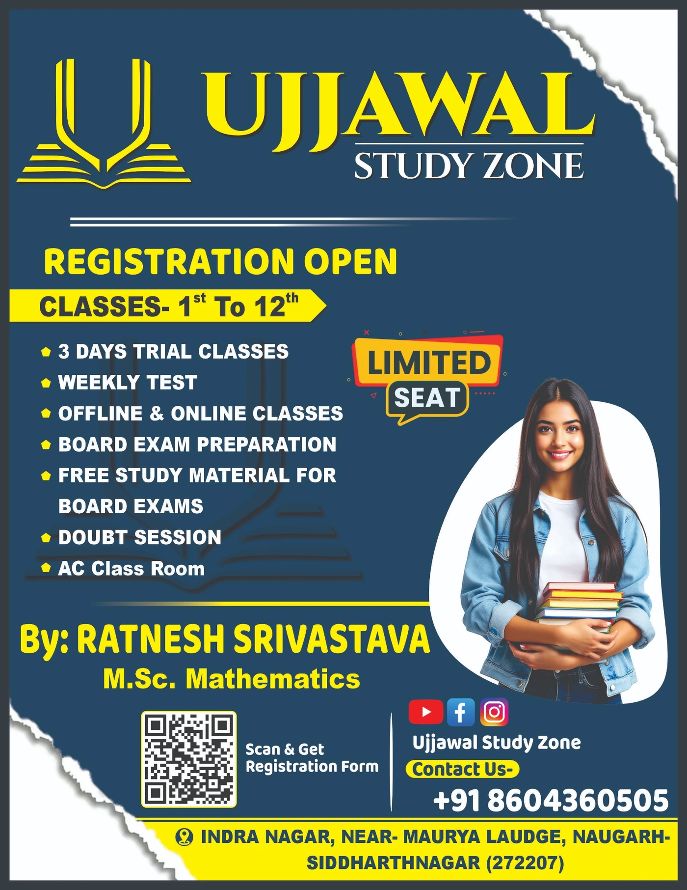 Ujjawal Study Zone admission poster