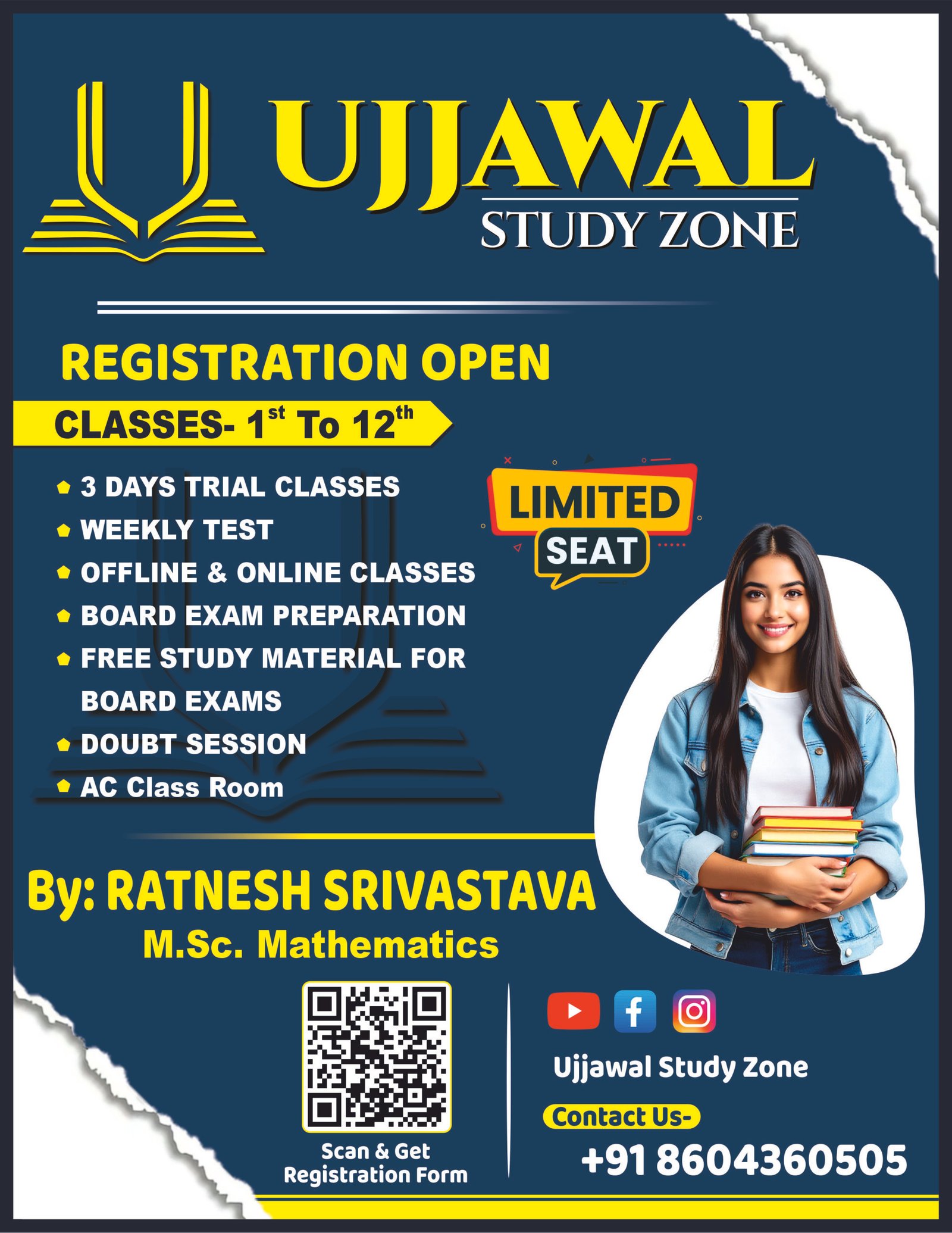 Ujjawal Study Zone admission poster